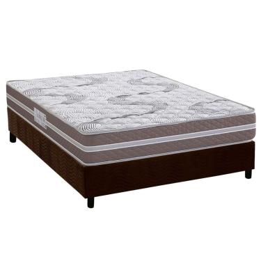 Imagem de Cama Box Casal: Colchão Espuma D33 Herval Long Live + Base CRC Suede Brown (138x188)