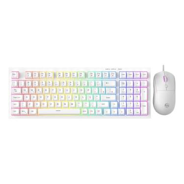 Imagem de Kit Teclado Mouse Membrana Led Rgb Silencioso Branco Bk-t1
