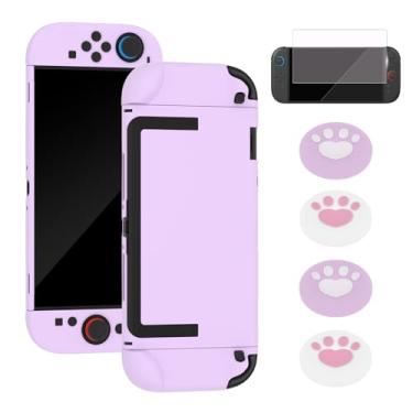 Imagem de Capa encaixável para Nintendo Switch 2 2025, capa rígida protetora para Switch 2 Joy Con, capa com design antiarranhões e absorção de choque com protetor de tela e 4 peças de aperto de polegar (roxo)
