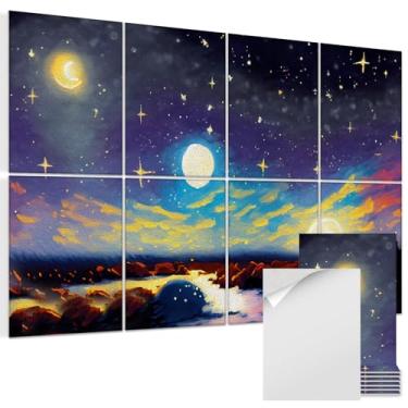 Imagem de EVENRISING Pacote com 8 painéis acústicos artísticos autoadesivos, arte de parede acústica de 121 x 81 cm, melhor decoração do que painéis de espuma à prova de som, estúdio de gravação/tratamento
