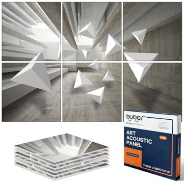 Imagem de BUBOS Pacote com 6 painéis acústicos artísticos painel de parede à prova de som, painel grande de absorção de som de 177 x 119 cm, painéis de parede acústicos decorativos autoadesivos, tratamento