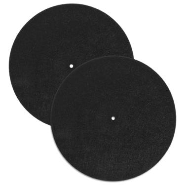 Imagem de Tapete de vinil, 2 peças, tapete giratório de 30,5 cm, antiestático, antiderrapante, tapete para toca-discos de feltro, prato protetor para toca-discos domésticos, preto