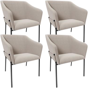 Imagem de Kit 4 Cadeiras Para Sala de Jantar Estar Living Olívia L02 Bouclê Creme - Lyam Decor
