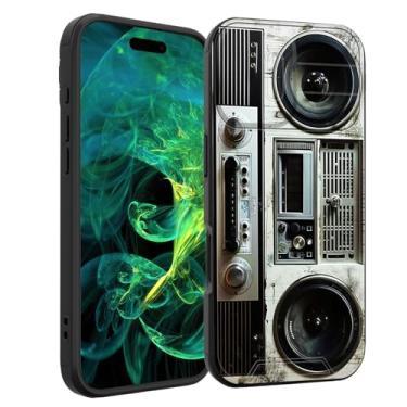 Imagem de smauncucn Capa para iPhone 17 com capa de câmera deslizante, capa protetora resistente à prova de choque de camada dupla híbrida resistente para iPhone 17 de 6,3 polegadas 2025, retrô Boombox