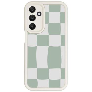 Imagem de Capa LALPOPO projetada para Samsung Galaxy A36 com design estético retrô clássico xadrez padrão feminino meninas macio TPU câmera lente protetora capa de telefone para Samsung Galaxy A36, verde