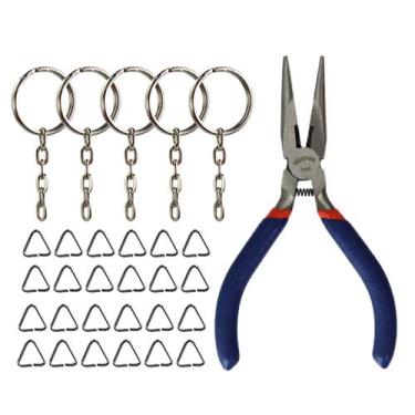 Imagem de Argolas 23mm Prata Com Elo Triangular 8mm E Alicate Miniatura Bico Ret