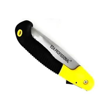 Imagem de Serrote Para Jardim Poda Dobrável 8TA Cabo Emborrachado 18 cm Jardinagem Arvore Camping Corta Madeira Plástico Galhos