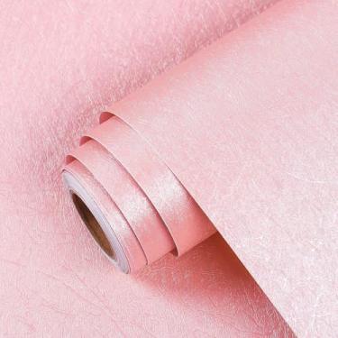 Imagem de ESSMOKO Papel de parede padrão de seda PVC impermeável papel de parede autoadesivo quarto sala de estar novo estilo chinês decoração de fundo adesivos rosa 45 * 300 cm