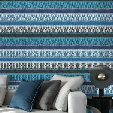 Imagem de ESSMOKO Papel de parede PVC autoadesivo impermeável quarto autoadesivo decoração móveis adesivo fio azul 45 * 500 cm