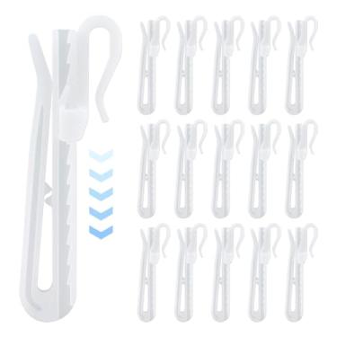 Imagem de 80 ganchos de cortina de plástico, ganchos de prega ajustáveis, ganchos de cortina para porta de janela e chuveiro C-urtain (tamanho: 80 peças)