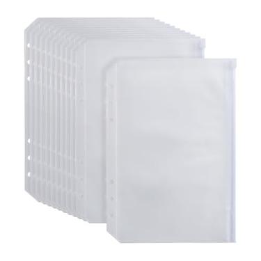 Imagem de 12 bolsos de plástico A5 para fichário com 6 furos, envelopes para dinheiro, bolsos transparentes com zíper, bolsos para agenda, folhas soltas, sacos de arquivamento de documentos à prova d'água