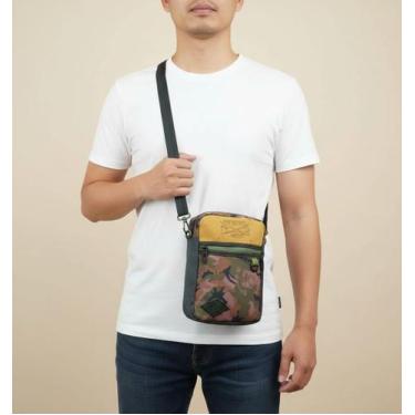 Imagem de Bolsa Transversal Masculina Poliéster  3 Bolsos com Zíper e tiras auto