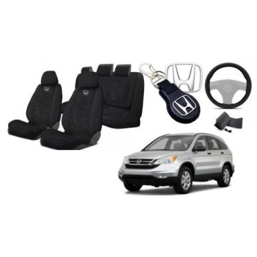 Imagem de Capas Personalizadas Bancos CRV 95-12 + Volante + Chaveiro - Ferro Tec