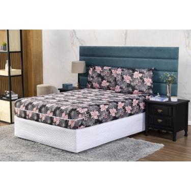 Imagem de Capa de Colchão King 40cm e Fronha Protetor com Zíper Malha Estampada 