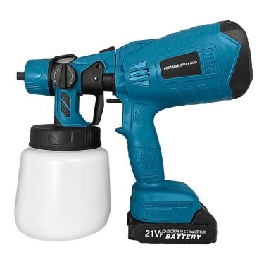 Imagem de Pistola de Pintura Elétrica Profissional Compressor Com Bateria e Regulagem de Spray Com1000ml Com 2 Baterias 21V