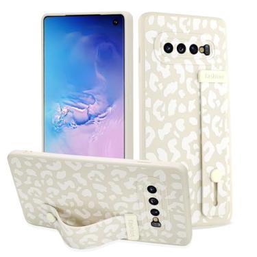 Imagem de LSL Capa para Samsung Galaxy S10 Plus com alça de dedo para mulheres e meninas, linda capa de telefone leopardo com suporte de pulseira, capa fina protetora de silicone à prova de choque para câmera