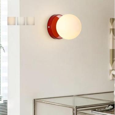 Imagem de Luzes de parede LED tricolor regulável globo arandelas de parede modernas minimalistas lâmpadas de parede sombra de vidro luminárias internas para quarto, restaurante, sala de estar, cabeceira