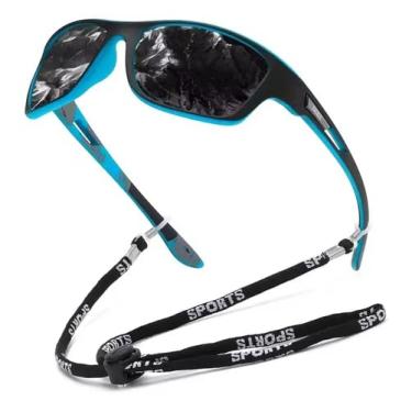 Imagem de Oculos De Sol Polarizado Para Pesca Profissional Lente Preta com Armação Azul