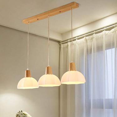 Imagem de Luminária pendente de madeira vintage, luminária de mesa de jantar, design retangular, lustre de teto criativo, moderno, branco, redondo, abajur de vidro, luminária suspensa, estudo, escritó