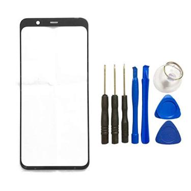 Imagem de VIESUP 1 peça para substituição do painel de lente de vidro frontal do Google Pixel 4, painel externo de tela sensível ao toque, peça de reparo do painel de vidro + ferramentas (não LCD e não