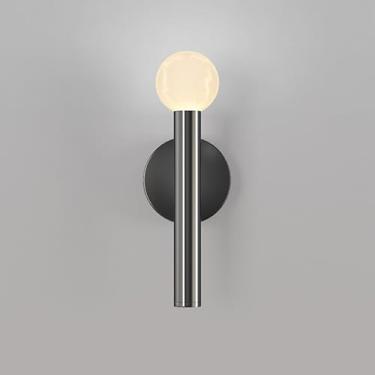 Imagem de Arandela de parede Black Pearl Luminária de parede em estilo minimalista americano Luminária de parede cilíndrica acrílica que transmite luz, abajur de ferro, suporte de lâmpada, uma cor-A