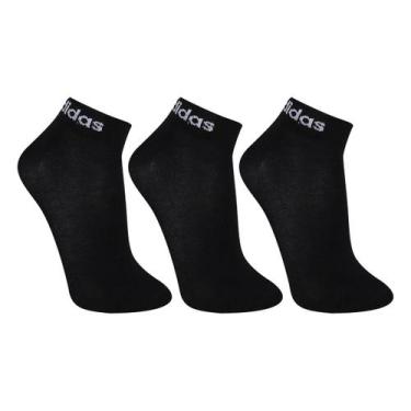 Imagem de Kit Meia Adidas Cano Médio Com 3 Pares, Preto, Branco, 37/39