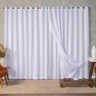 Imagem de Cortina Voil Gaze de Linho 10,00x2,50m com Forro Microfibra para Varão