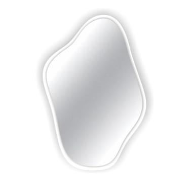 Imagem de Espelho Orgânico Ondulado com Moldura em MDF - Espelho Decorativo para Sala e Espelho de Parede Elegante (Branco)