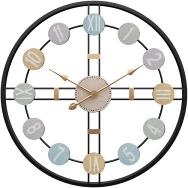 Imagem de WYUYIWH Relógio de parede arte moderna relógio de parede redondo arte moderna decoração de parede para casa relógios de metal silenciosos sem tique-taque para sala de estar, cozinha, quarto, decoração