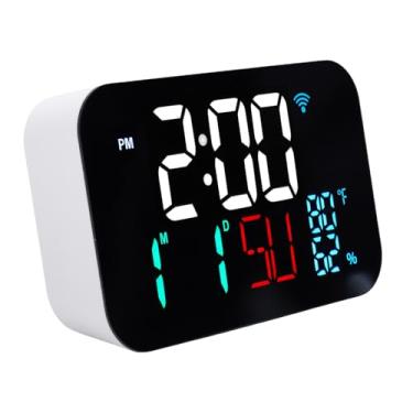 Imagem de Luocute Relógio Inteligente WiFi, Estação Meteorológica, Alarme, Data, Dia, Tela Grande, Brilho Ajustável, Termômetro, Umidade, Relógio Digital, (Concha Branca - Luz Branca)