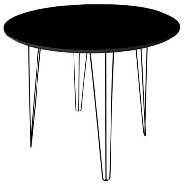 Imagem de Mesa Jantar 60cm Redonda Com Pé Hairpin - Jthome, Preto, 70cm