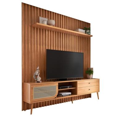 Imagem de Rack Para Sala com Painel Ripado Para TV 60 Pol Ada D03 Freijó - Lyam Decor