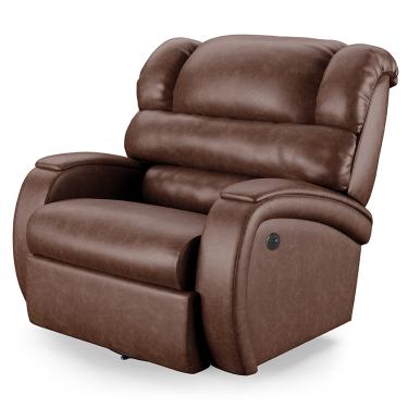 Imagem de Poltrona do Papai Reclinável Napoli Glider Giratória USB PU Marrom Brilho FH1 - D'Rossi