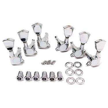 Imagem de Alnicov Afinadores de guitarra 3L3R Cordas seladas de afinação com pinos de máquina, com substituição de botão Keystone, para guitarras elétricas estilo Lp Sg Tl