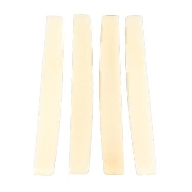 Imagem de Selim de ponte óssea para guitarra acústica Bull Bone Bridge Saddle qualidade de som melhorada afinação estável para guitarra folk material de osso de touro cru 2 selas 2 porcas (4 selas)