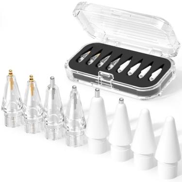 Imagem de JOOSKO Pacote com 8 pontas de substituição atualizadas para Apple Pencil Pro/USB-C/2ª geração/1ª geração (com estojo de armazenamento), pontas de metal mistas resistentes ao desgaste para acessórios