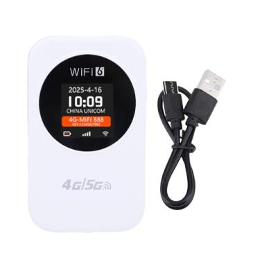 Imagem de Generic Hotspot WiFi Portátil Roteador WiFi Móvel Roteador Sem Fio 4G LTE 300Mbps Suporta Cartão SIM Conecta 10 Dispositivos Bateria de 3000mAh Com Tela LCD (Branco)