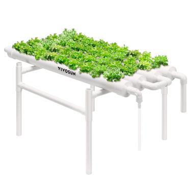 Imagem de VIVOSUN Kit de cultivo hidropônico, 1 camada de 36 locais para plantas, 4 tubos PVC-U de grau alimentício, sistema de cultivo hidropônico com bomba de água, temporizador de bomba, cesta de ninho e esponja para vegetais folhosos