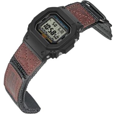 Imagem de HEMSUT Pulseira tática militar de 16 mm de liberação rápida para Casio | Pulseira de couro e nylon resistente a impactos | Compatível com as séries GA-100, DW-5600, DW-6900, GW-M5610, GBD-800 e mais