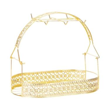 Imagem de IEUDNS Escorredor de garrafas organizador de cozinha presente escritório versátil para 6 xícaras acessórios, Oval Dourado
