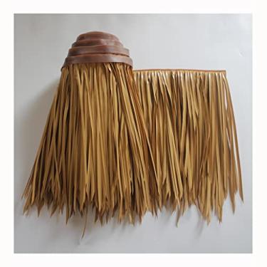 Imagem de Telhado de palha sintética, cobertura de guarda-chuva de rolo de palha artificial mini bar teto pátio guarda-sol, rolos de palha para tiki bar jardim pátio cerca decoração de festa de longa duração