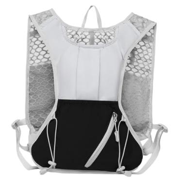 Imagem de KiBcsLic Colete de corrida Colete de hidratação Versátil Leve Homens Mulheres Durabilidade Ajustável Equipamento de maratona Mochila de caminhada respirável, Cinza Preto