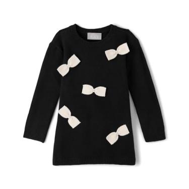 Imagem de The Children's Place Vestido suéter de manga comprida para bebês meninas e crianças pequenas, Laços pretos, 18-24 Meses