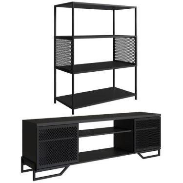 Imagem de Rack 180 Cm 2 Pt Estante 77 Cm Industrial 27x24 Preto Pp Preto - PLACA