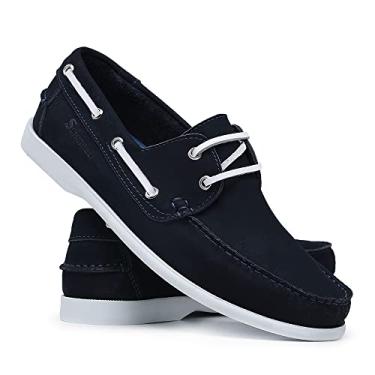 Imagem de Schiareli Mocassim Masculino em Couro Legítimo, Dockside Náutico, Azul Marinho, Marrom e Preto, Antiderrapante, Casual para Caminhada e Uso Diário (Azul Marinho, BR, Adulto, Numérico, 38)