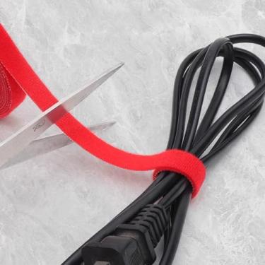 Imagem de Pacote com 6 correias reutilizáveis para cabos, pacote com 6, fita de fixação de nylon colorida para gerenciamento de cabos e cabos, vermelho, verde, preto, azul, branco, amarelo