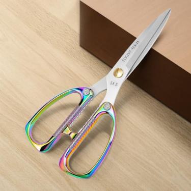 Imagem de Tesoura dourada premium, lâminas afiadas multiuso de aço inoxidável - tesouras de cozinha ou tesoura de corte de fita