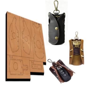 Imagem de YJIUYUANQ Capa de couro em forma de colete, molde de corte à base de madeira de 65 x 130 mm para artesanato em couro e tecido