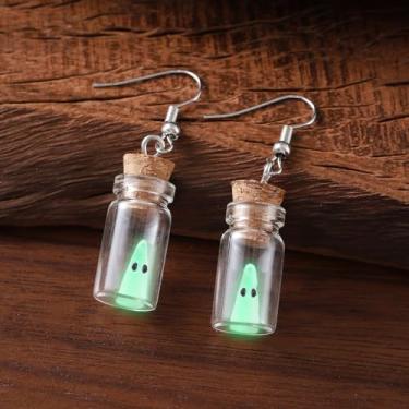 Imagem de Conjunto de joias de Halloween para mulheres, colar com pingente de garrafa fantasma Drift, brincos pendurados, acessórios de bijuteria de fantasia de Halloween, one size, Liga de aço, Sem Pedra