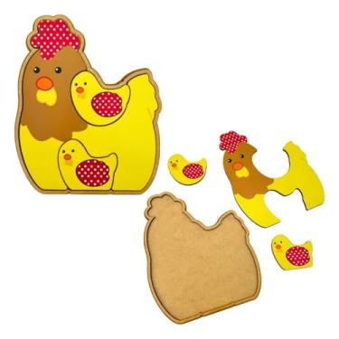 Imagem de Quebra-Cabeça, Madeira, Infantil, Família Galinha 2 anos, Maninho Brinquedos